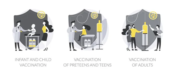 Enfermedades Infecciosas Prevención Concepto Abstracto Vector Ilustración Conjunto Vacunación Bebés — Archivo Imágenes Vectoriales