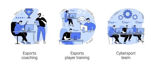 Videohry Abstraktní Koncept Vektorové Ilustrace Set Esports Koučink Trénink Hráčů — Stockový vektor