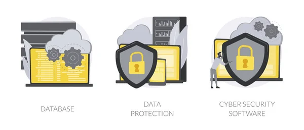 Illustrazioni vettoriali astratte sulla sicurezza delle reti di cloud computing. — Vettoriale Stock