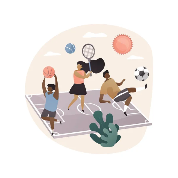 Αθλητισμός κατασκήνωση καλοκαίρι αφηρημένη έννοια διάνυσμα εικονογράφηση. — Διανυσματικό Αρχείο