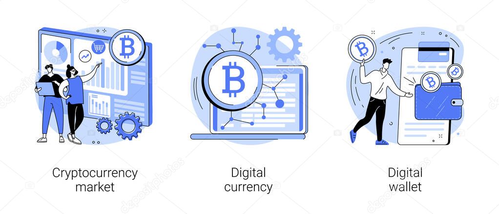 Digital money abstract concept vector illustrations.