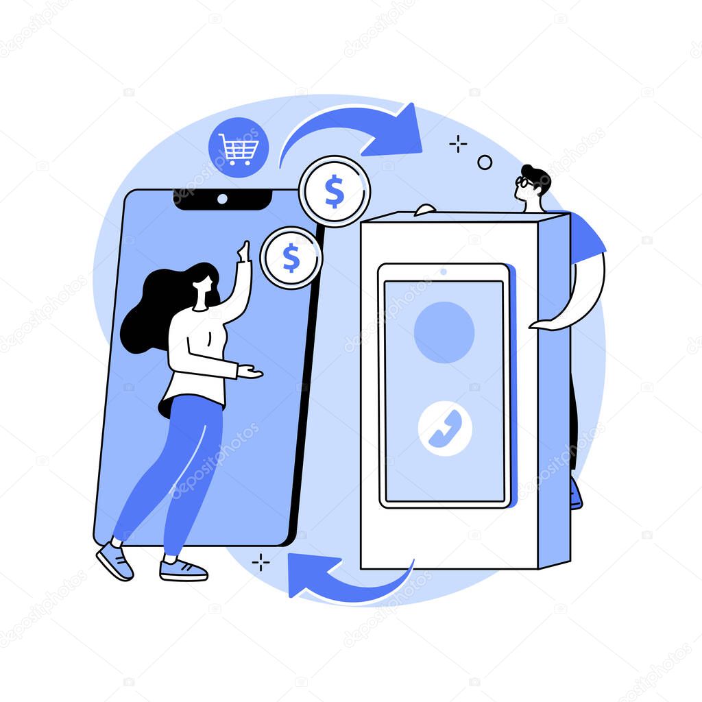 Mobile device trade-in abstract concept vector illustration.