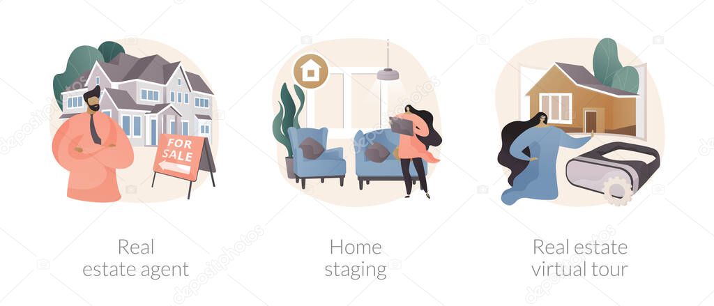 Real estate buying experience abstract concept vector illustrations.