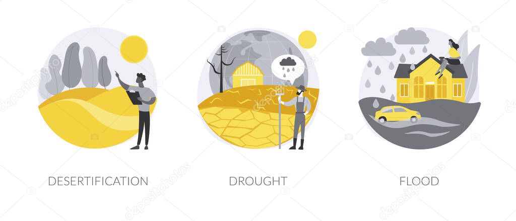 Climate change consequences abstract concept vector illustrations.