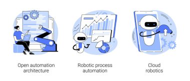 Yapay zeka tabanlı yazılım soyut konsept vektör çizimleri.