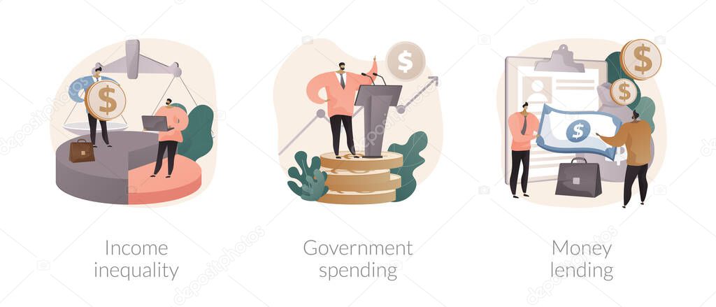Money distribution abstract concept vector illustrations.