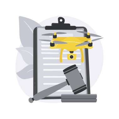 Drone uçuş yönetmelikleri soyut konsept vektör çizimi.