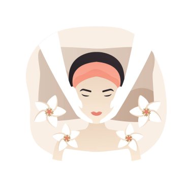 Yüz masajı soyut konsept vektör çizimi.