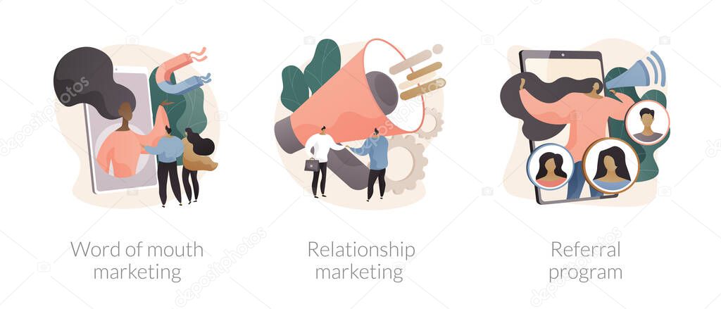 Customer oriented marketing strategy abstract concept vector illustrations.
