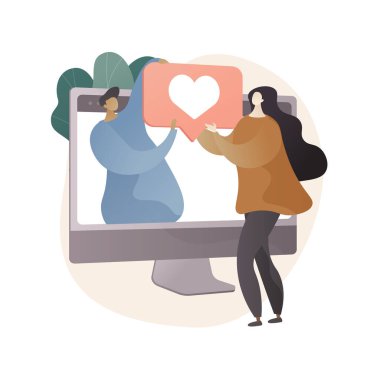 Çevrimiçi ilişkiler soyut konsept vektör çizimi.