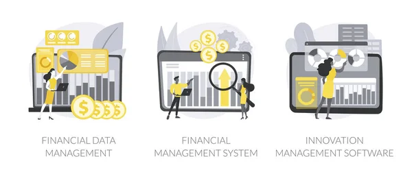 Rozwój Biznesu Abstrakcyjny Koncepcja Wektor Ilustracji Zestaw Zarządzanie Danymi Finansowymi — Wektor stockowy