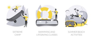 Yaz sporları ve soyut konsept vektör çizimleri.