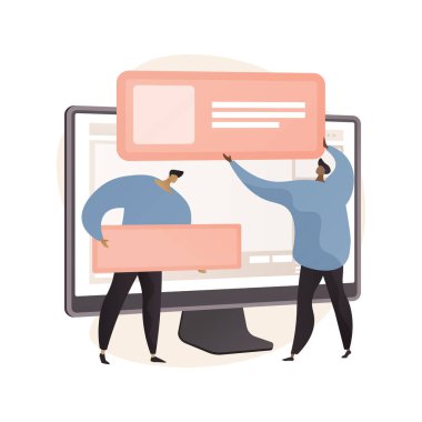 İniş sayfası oluşturma soyut konsept vektör çizimi.