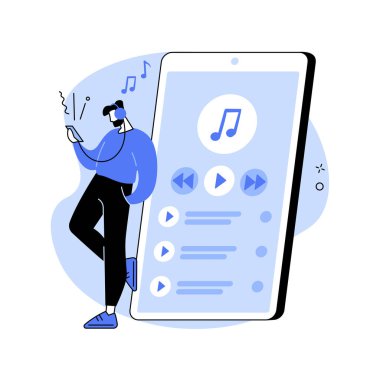 Müzik çalma soyut konsept vektör çizimi.