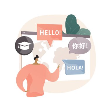 Yabancı dil atölyesi soyut konsept vektör çizimi.