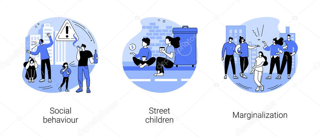 Social problems abstract concept vector illustrations.