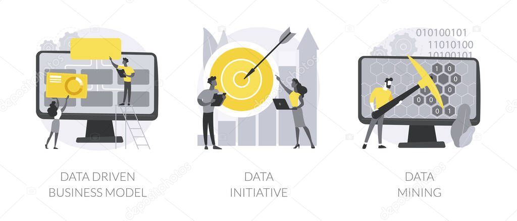 Data analytics abstract concept vector illustrations.