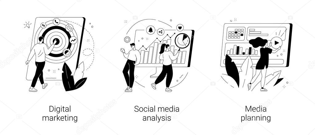 Digital marketing abstract concept vector illustrations.