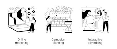 İnternet reklamcılığı soyut konsept vektör çizimleri.