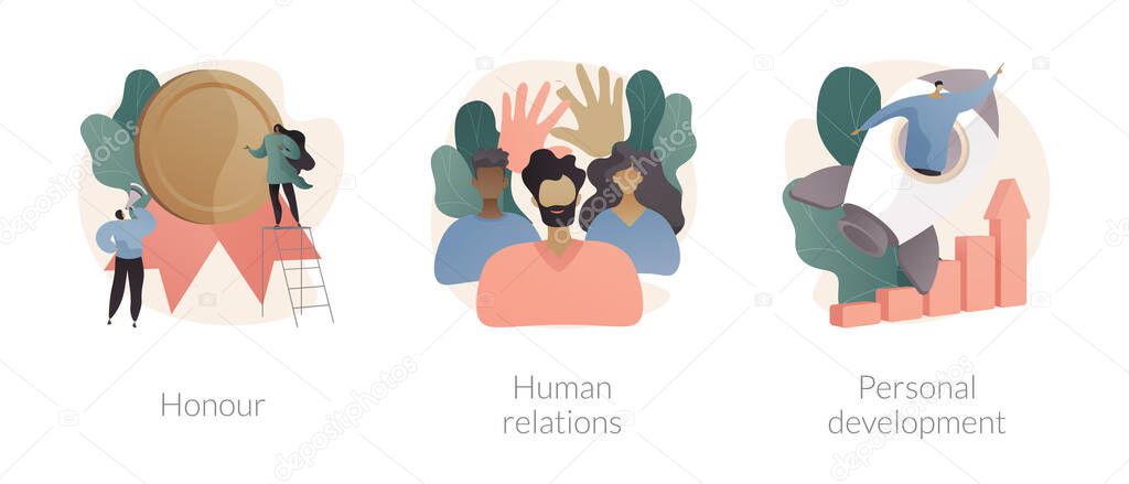 Social abilities abstract concept vector illustrations.