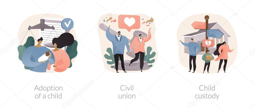 Family law abstract concept vector illustrations.