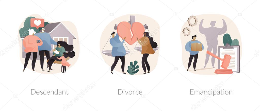 Family roles abstract concept vector illustrations.