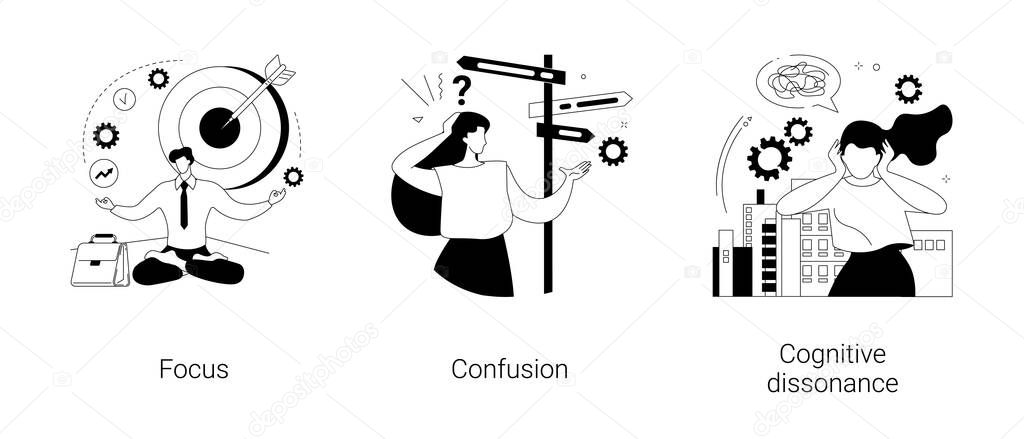 Mental state abstract concept vector illustrations.
