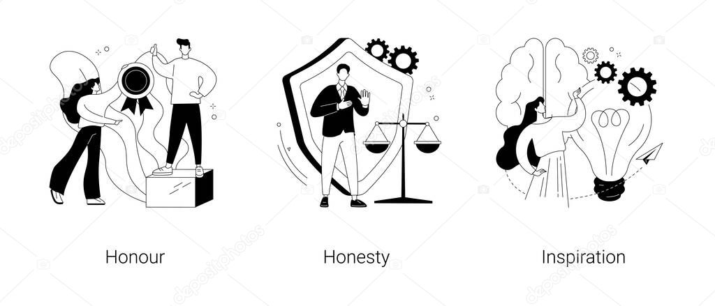 Moral principles abstract concept vector illustrations.