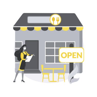 Restoranlar soyut konsept vektör illüstrasyonunu yeniden açıyor.