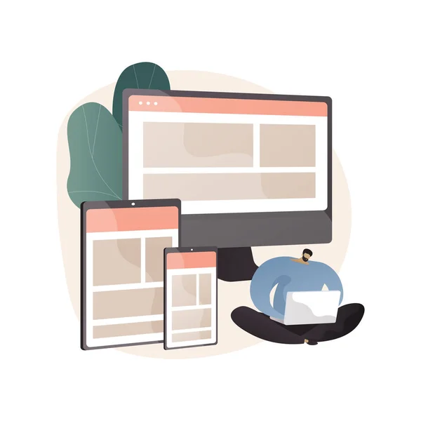 Responsive Web Design Abstraktes Konzept Vektor Illustration Website Frontend Entwicklung — Stockvektor