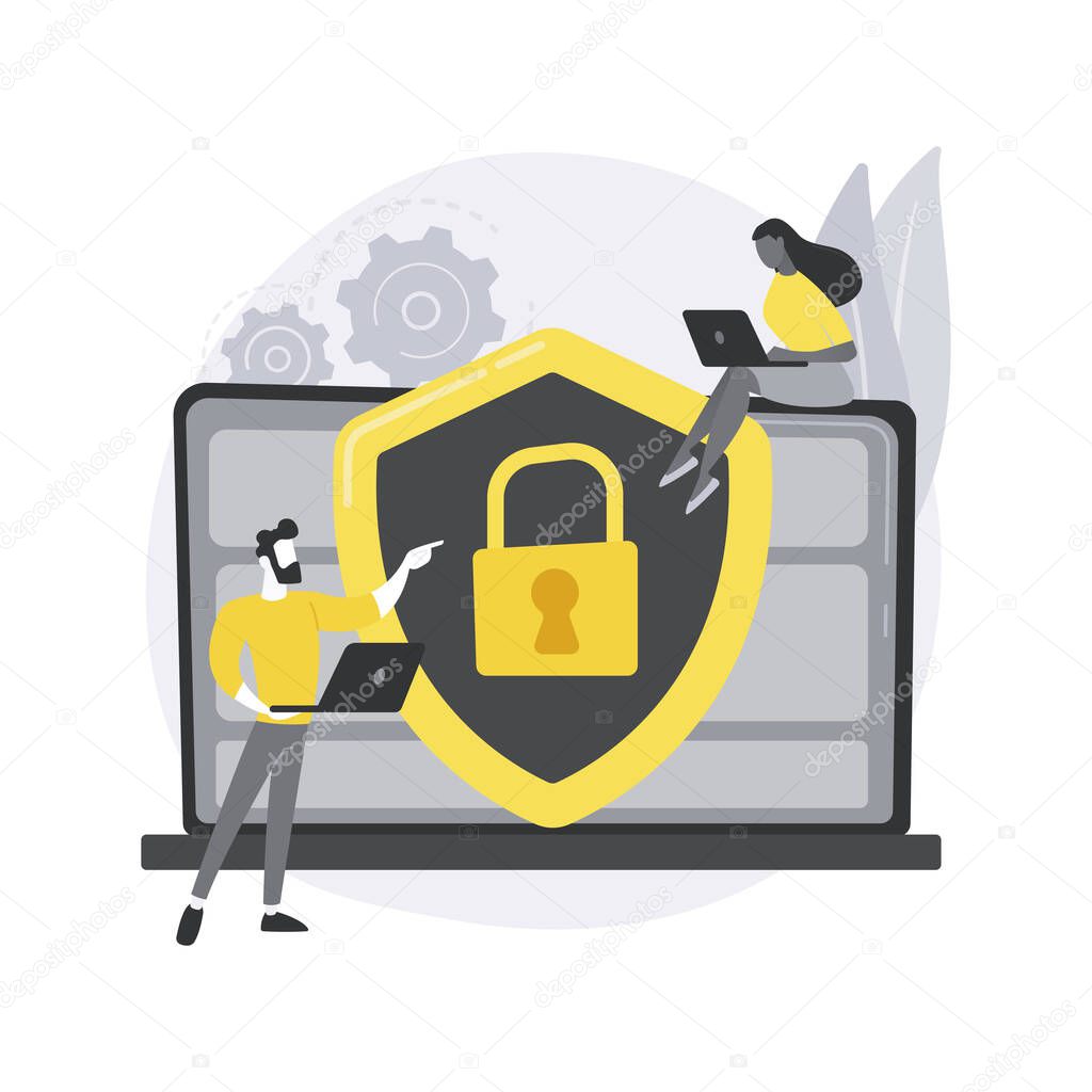 Cyber security risk management abstract concept vector illustration.