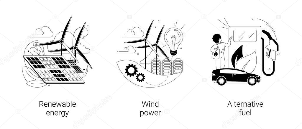 Clean energy abstract concept vector illustrations.