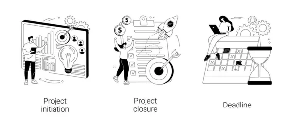 Abstrakcyjne ilustracje wektorowe koncepcji cyklu życia projektu. — Wektor stockowy