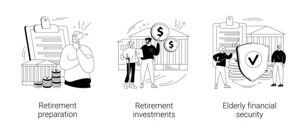 Pensionering finansiell planering abstrakt begrepp vektor illustrationer. — Stock vektor