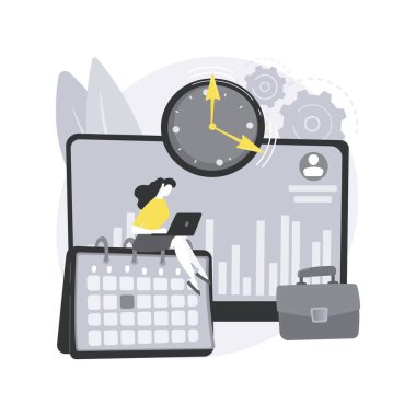 Zaman ve devamlılık takip sistemi soyut konsept vektör çizimi.