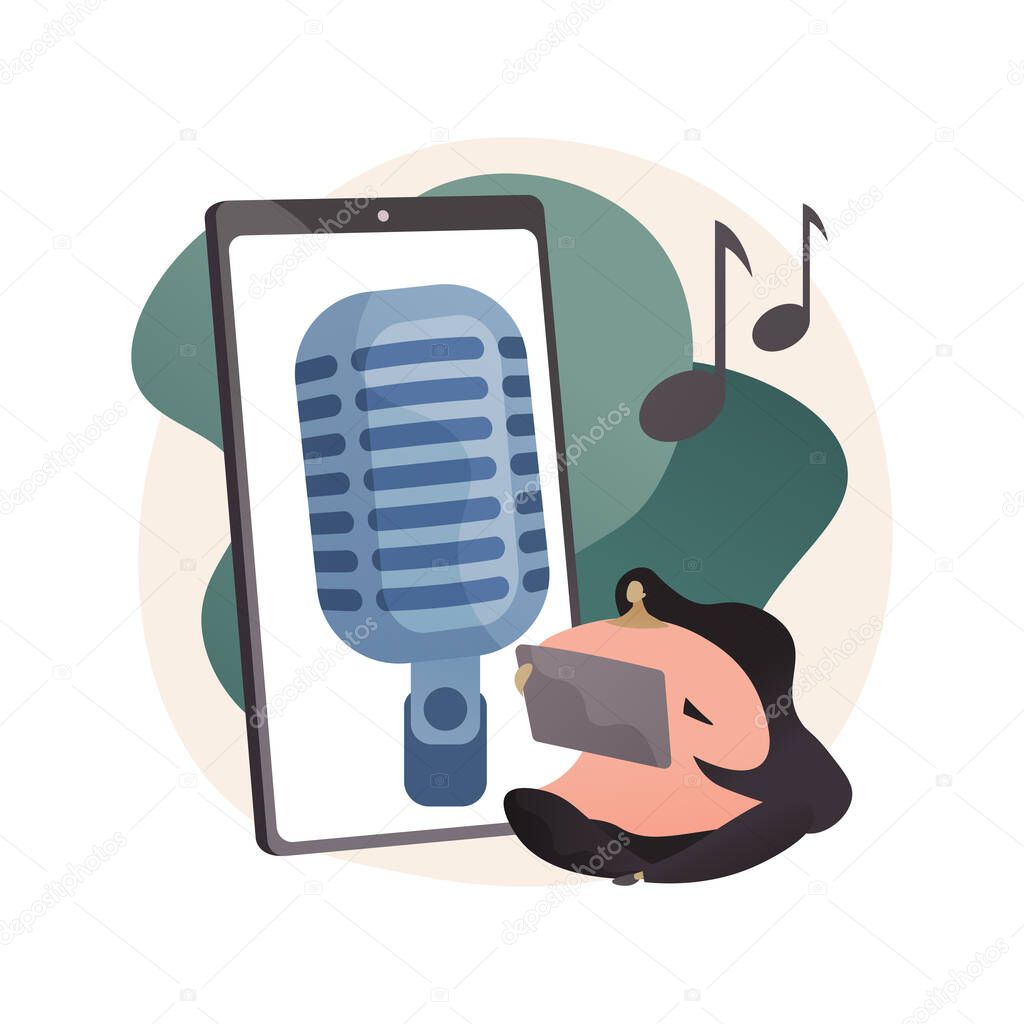 Listen to podcasts abstract concept vector illustration.