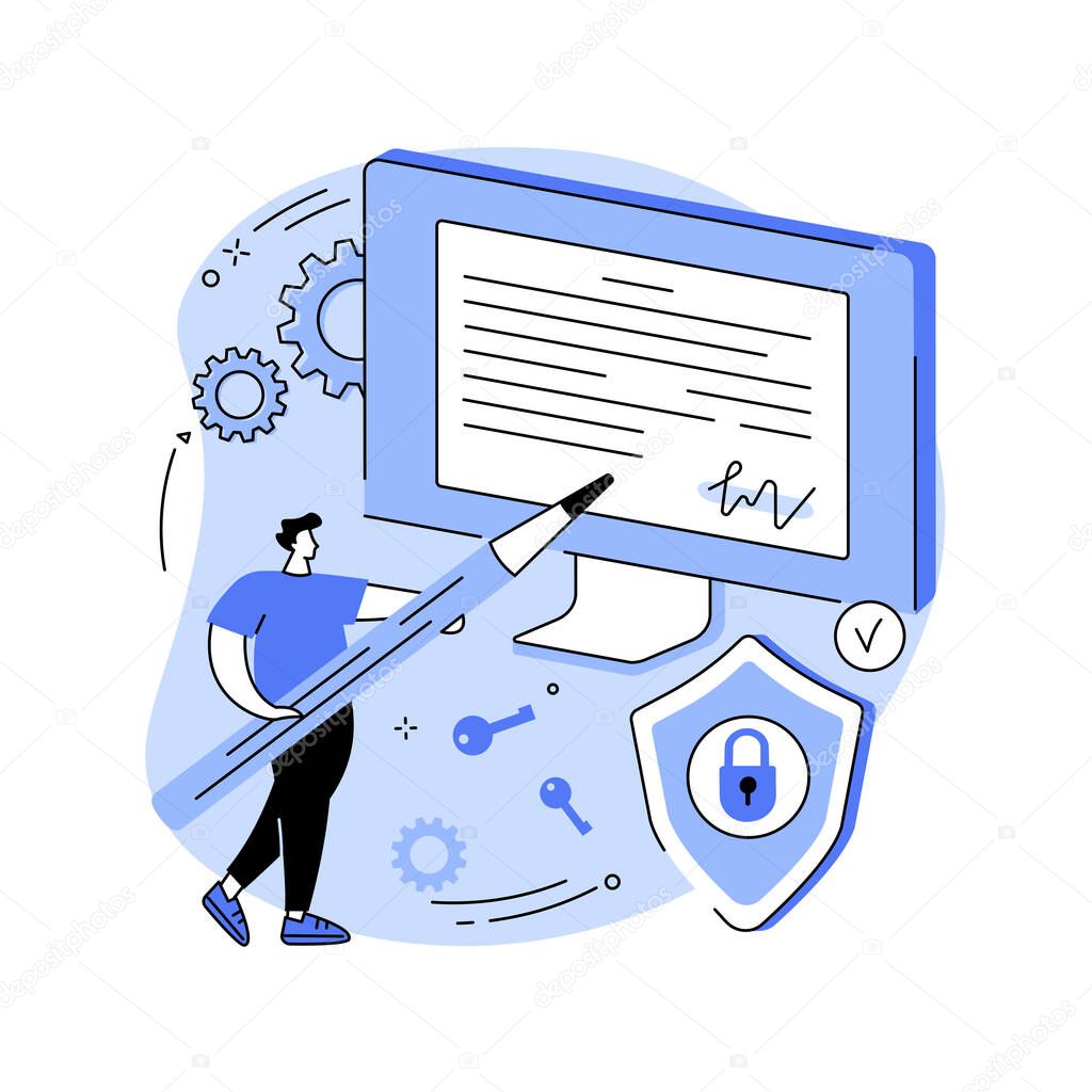 Electronic signature abstract concept vector illustration.