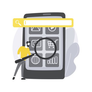 Mobil ortam optimizasyonu soyut konsept vektör çizimi.