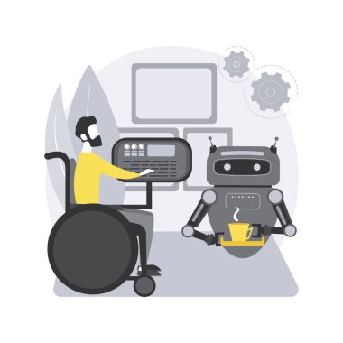 Özürlü kişiler için akıllı teknoloji soyut konsept vektör çizimi.