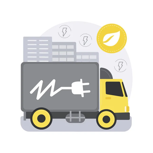 Elektrische vrachtwagens abstract concept vector illustratie. — Stockvector