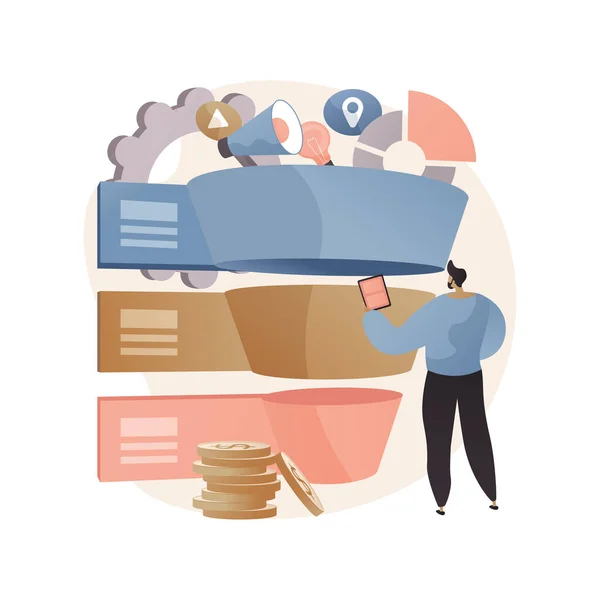 Sales pipeline management abstract concept vector illustratie. — Stockvector