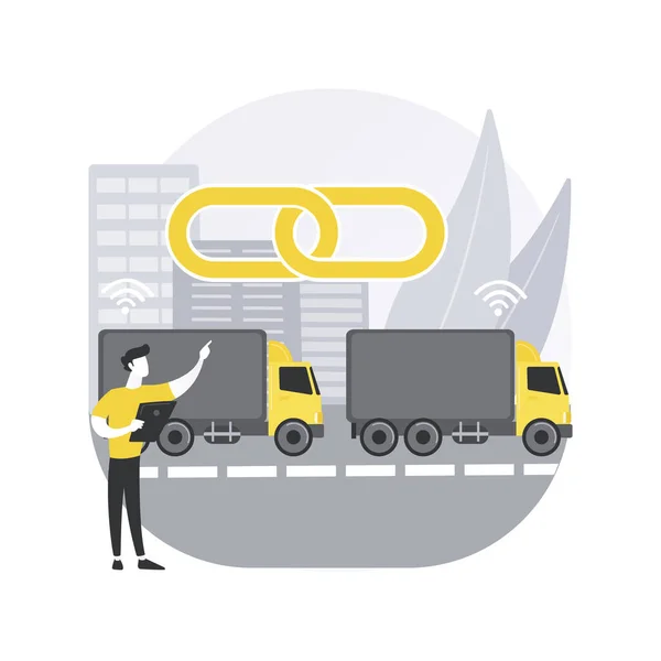 Truck platooning abstract concept vector illustration. — Stock Vector