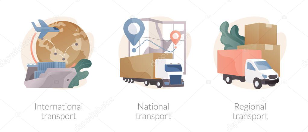 Global logistics abstract concept vector illustrations.