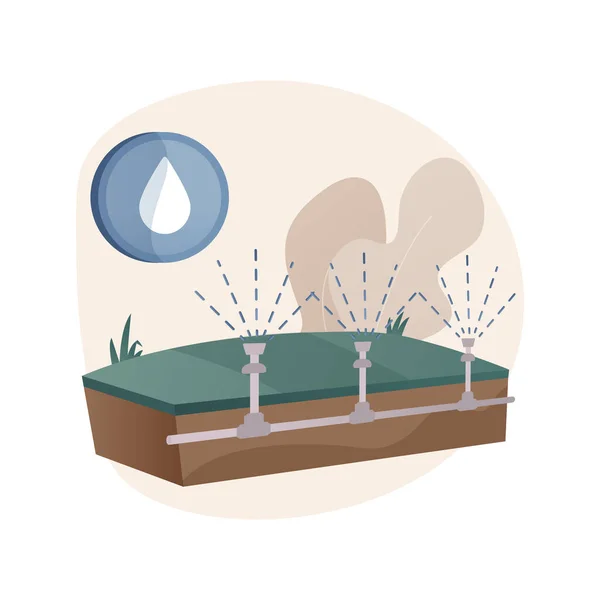 Lawn watering systeem abstract concept vector illustratie. — Stockvector