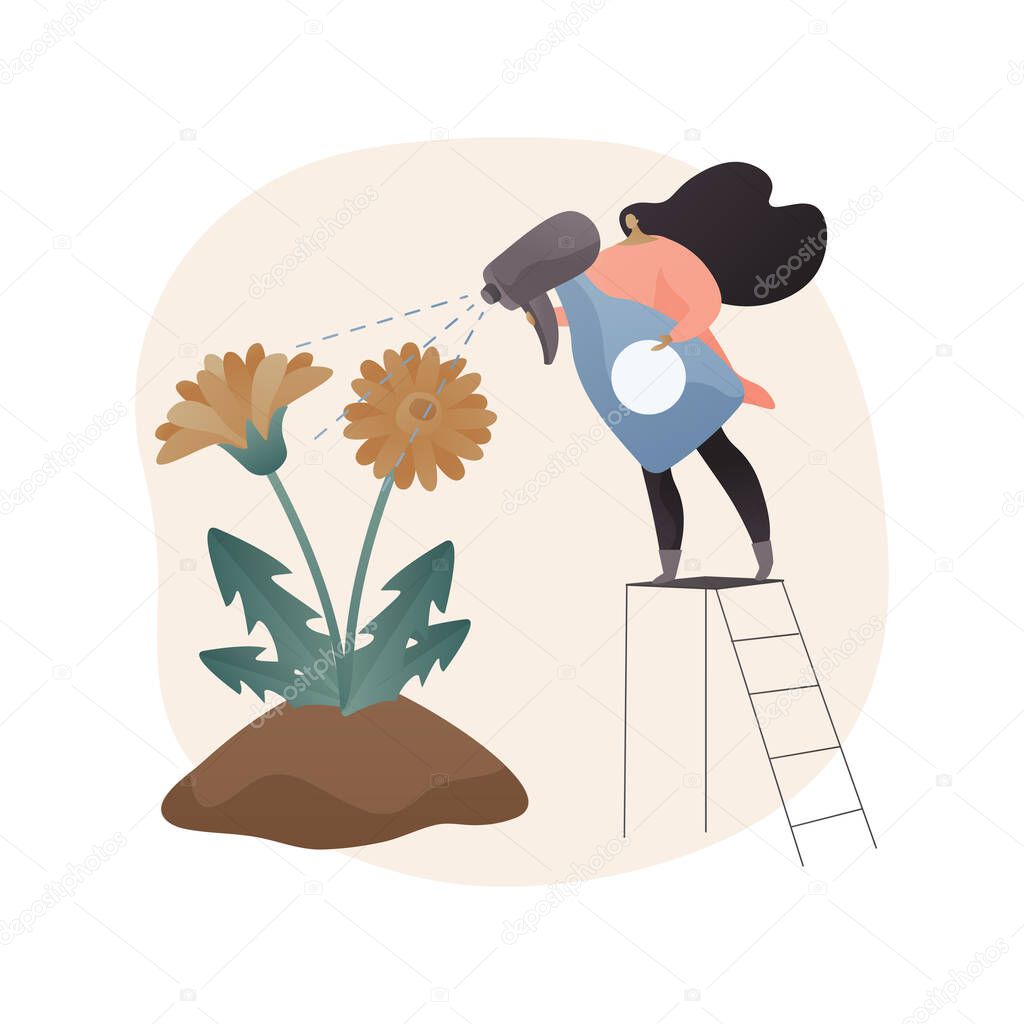 Dandelion removal abstract concept vector illustration.