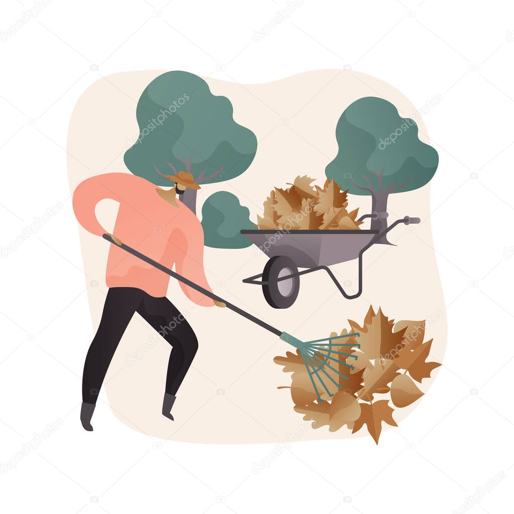 Fall clean-up abstract concept vector illustration.