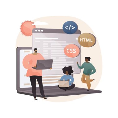 Bilgisayar programlama kampı soyut konsept vektör çizimi.