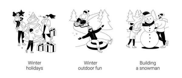 Winter entertainment abstract concept vector illustrations. — Stock Illustration Winter entertainment abstract concept vector illustrations. Royalty Free Stock Vectors