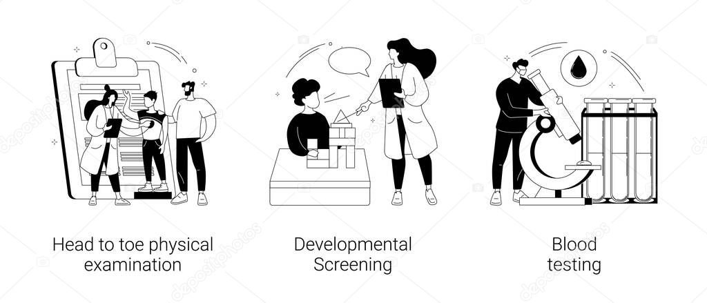 Pediatric check up abstract concept vector illustrations.