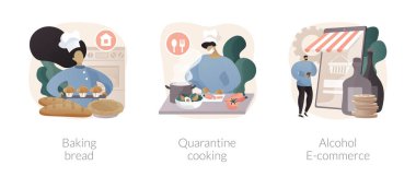 Ev yapımı gıda ve teslimat soyut konsept vektör çizimleri.